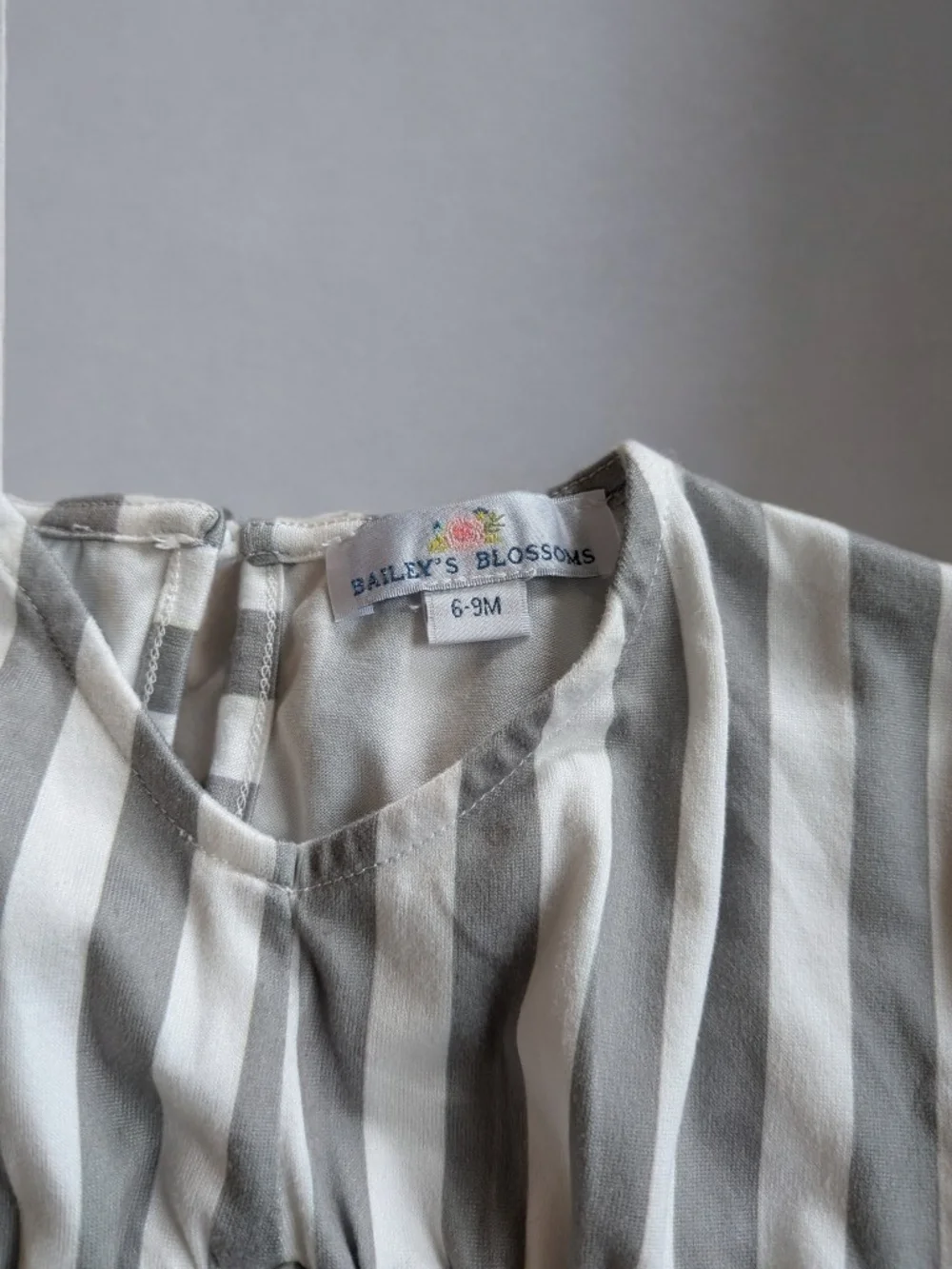 Baileys Blossom Gray and White Striped Button-Up Casual Dress